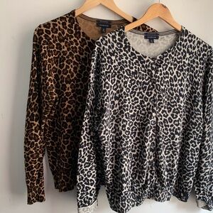 ⭐️BUNDLE 2/$45 Lands’ End Animal Print Cotton Cardigans Size US XL